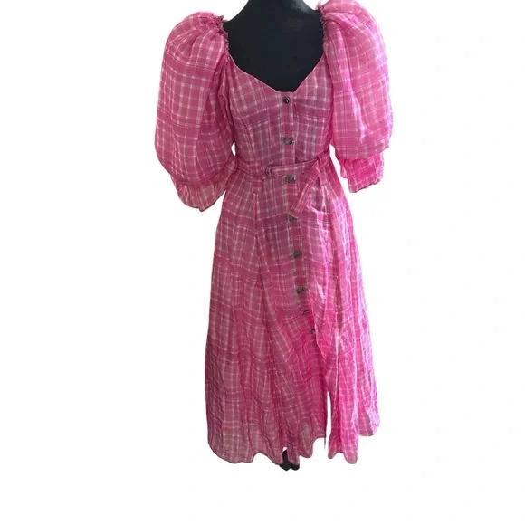 Aje Bungalow Pleated Puff Sleeve dress SZ Medium - Picture 4 of 8